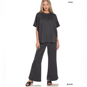 Zenana Outfitters Black Wide-Leg Pant set